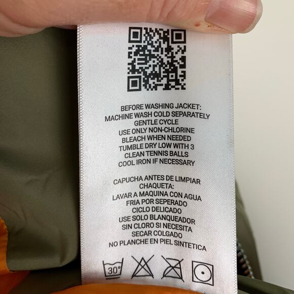 OROLAY Women's XS Thickened Down Hooded Coat Army Green Orange Lining - Picture 13 of 13